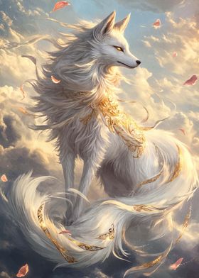 White Wolf with Golden Accents