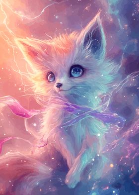 Cute Fox in Galaxy