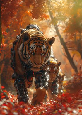 Cybernetic Tiger in Autumn