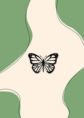 Green & Butterfly Minimalist Art