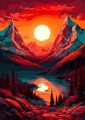 Sunset Mountain Lake