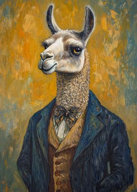 Llama in Suit Painting