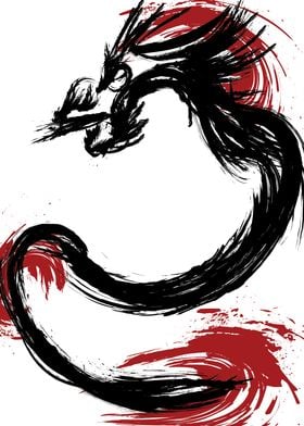 Black Dragon Ink Painting