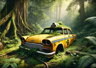 Abandoned Taxi in Jungle