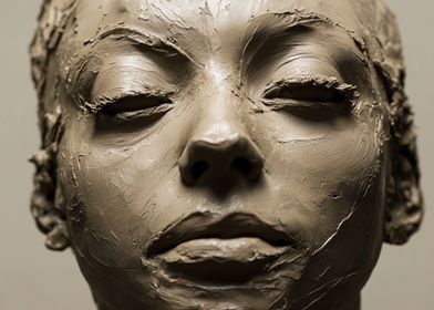 Clay Sculpture of a Face