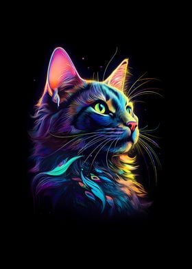 Neon Cat Portrait