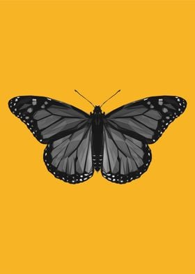 Black Butterfly on Yellow