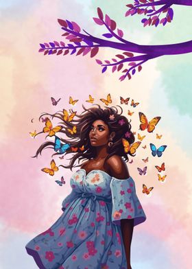 Woman with Butterflies