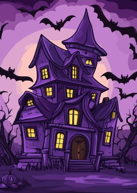 Haunted House Halloween Illustration