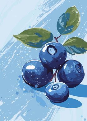 Blueberries on Blue Background