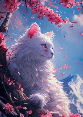 Cat Cherry Blossoms