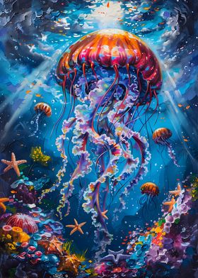 Vibrant Jellyfish Underwater