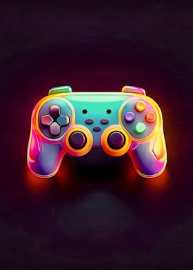 Neon Game Controller emoji