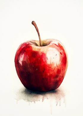 Watercolor Red Apple