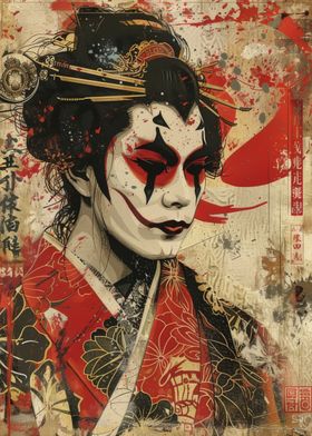 Geisha with Red Makeup