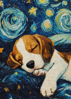 Beagle Puppy Starry Night