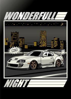 White Supra MK IV Night City