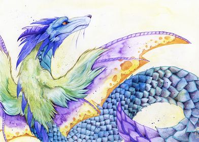 Watercolor Dragon Illustration