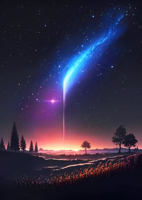 Shooting Star Night Sky