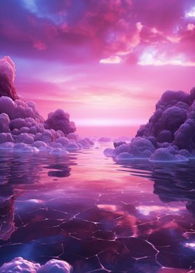 Pink Sunset Landscape