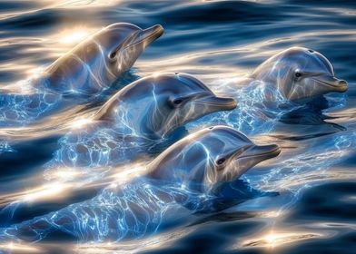 Dolphins in Blue Water