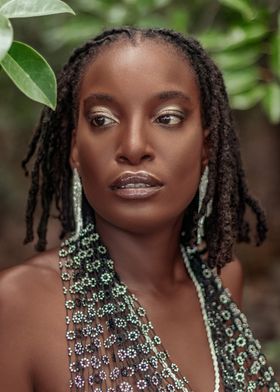 Woman with Beaded Necklace