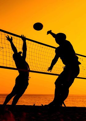 Beach Volleyball Silhouette