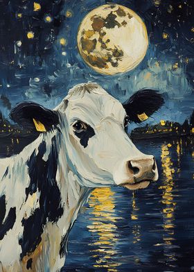 Cow Under the Moon