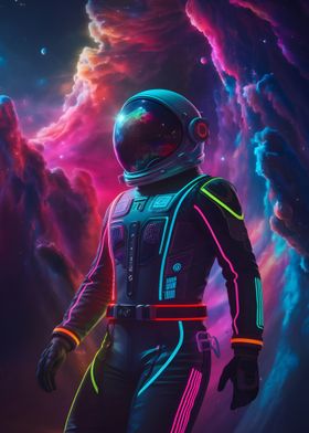 Astronaut in Neon Space