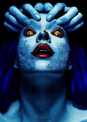 Blue Skin Woman with Fly