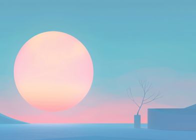 Minimalist Sunset Landscape