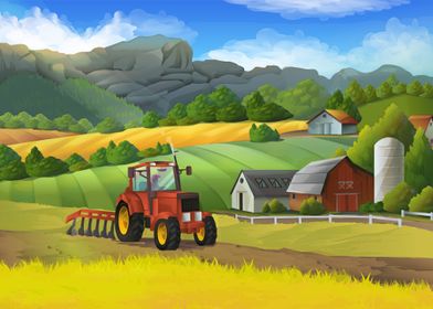 Farm Tractor Landscape