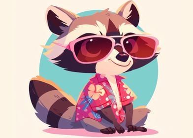 Raccoon in Hawaiian Shirt