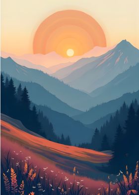 Mountain Sunset Landscape