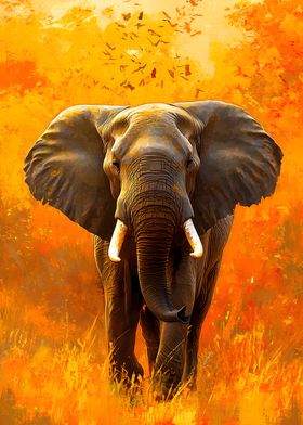 Elephant Golden Savanna