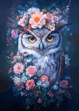 Owl with Floral Crown