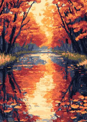 Autumn River Pixel Art