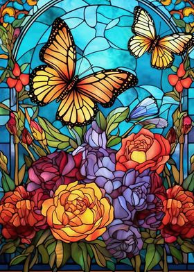 Stained Glass Butterflies & Flowers