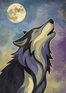 Wolf Howling at the Moon