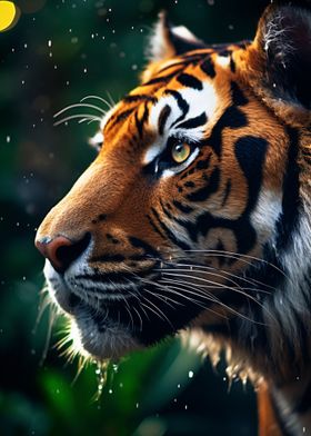 Tiger Portrait in Rain