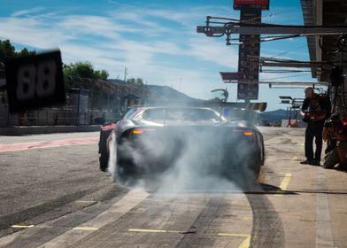 Ferrari 488 GT3 Race Car Burning Rubber