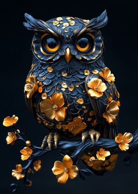 Black and Gold Owl