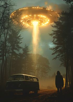 UFO Over Forest Road