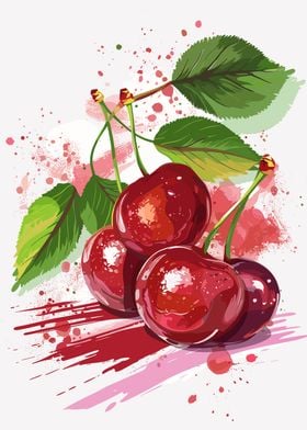 Watercolor Cherries