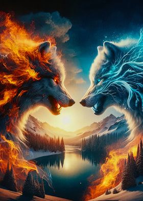 Fire and Ice Wolves