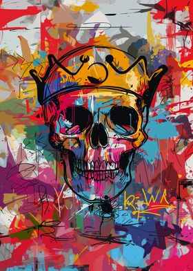 Skull with Crown Graffiti