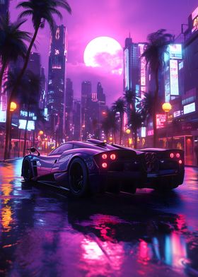 Pagani Huayra R Cyberpunk Cityscape