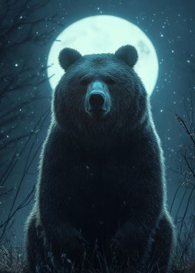 Bear Under Full Moon