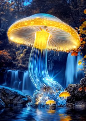 Glowing Mushroom Waterfall