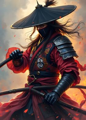 Fierce Samurai Warrior in Battle